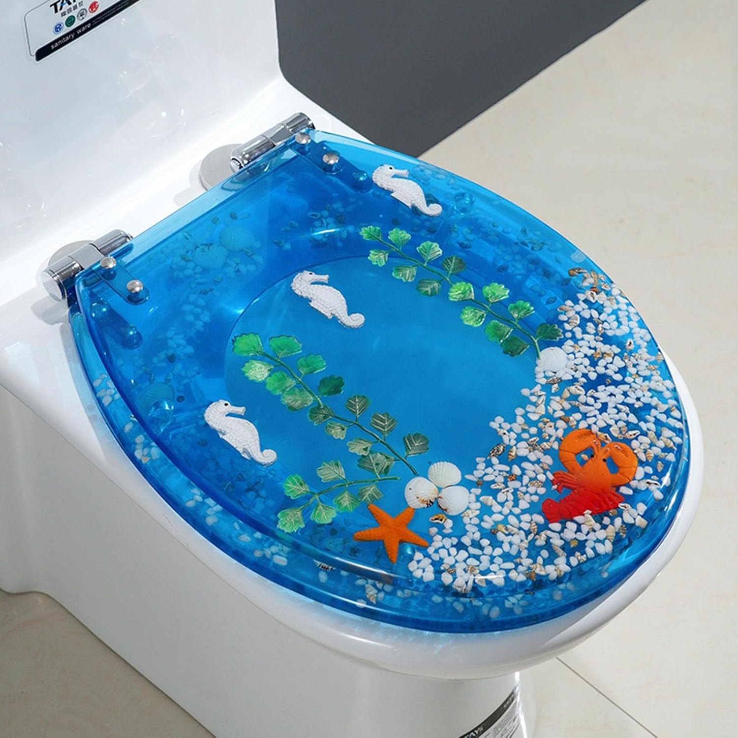 Toilet Seat Resin Toilet Seat 14.2' X 16.53' Heavy Duty Toilet Seat Soft Close, Quick Release Round Toilet Seat Slow Close(D)