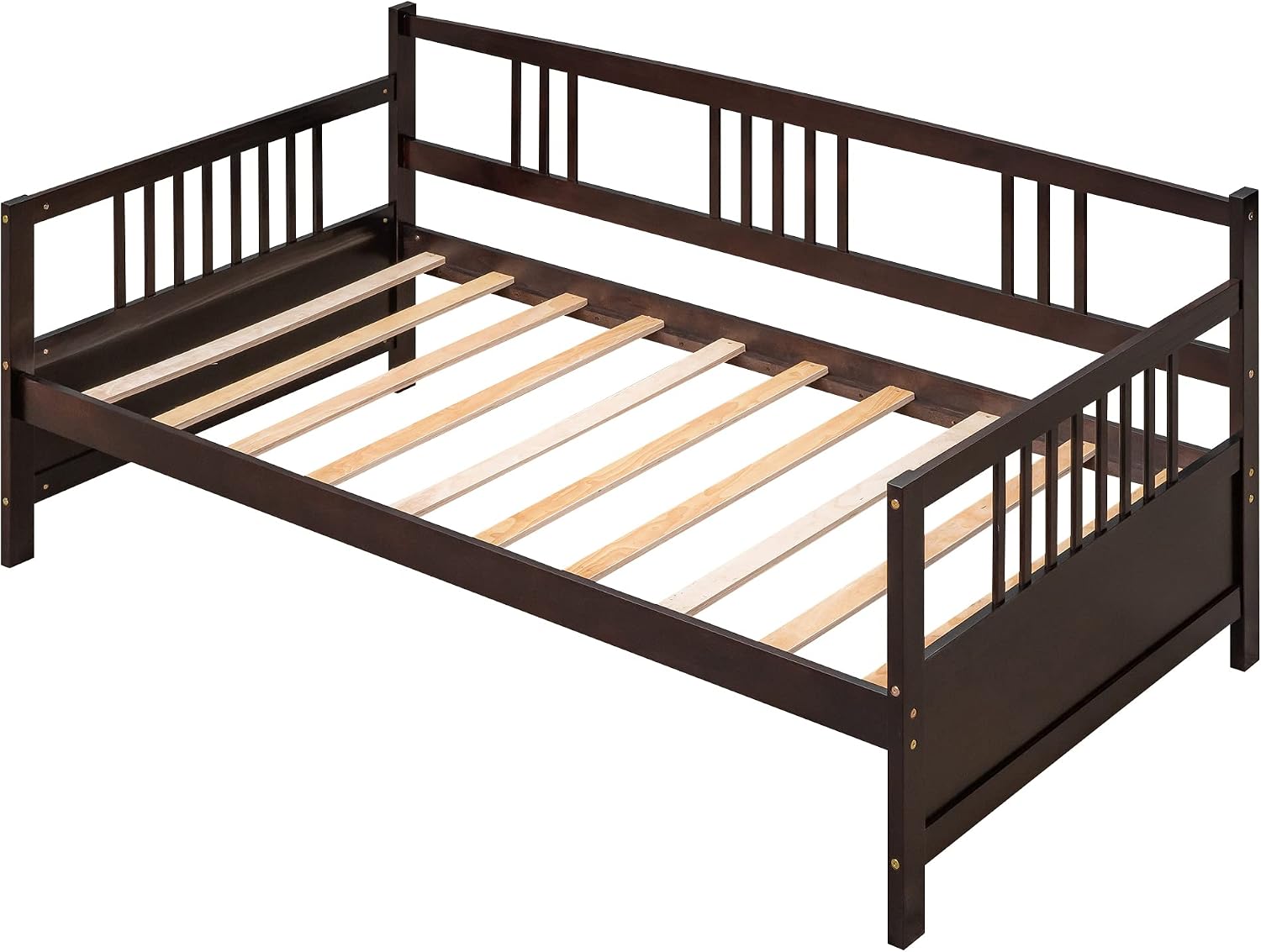 Harper & Bright Designs Twin Size Daybed Frame, Solid Wood Day Bed Frame, Twin Sofa Bed for Living Room, Bedroom, No Box Spring Needed, Espresso Daybed