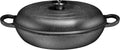 Casserole Dish Heavy Duty Cast Iron Casserole Braiser-Pan with Cover Oven Black Cookware for Versatile Cooking