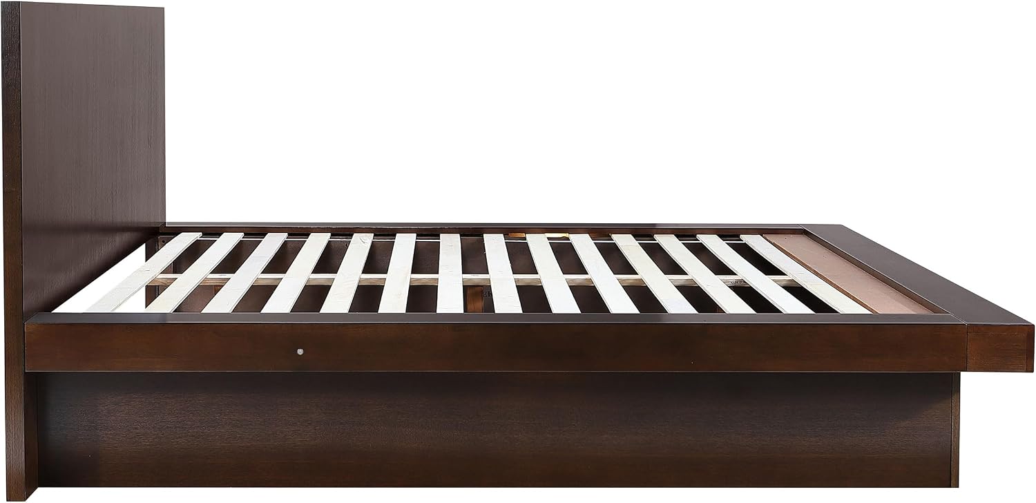 Coaster Home Furnishings - Jessica - Wood - Eastern King Platform Bed with Touch LED Light Switch, Panel Headboard, and Layered Base - Bedroom - Cappuccino - 200711KE | Touch LED Light Sw