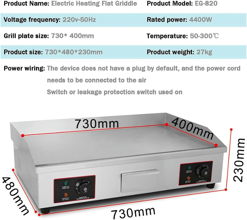 Commercial Electric Griddles, Flat Top Griddle Grill Station, Nonstick Electric Griddle Countertop Hot Plate Commercial BBQ Grill, for Camping, Outdoor, Tailgating, Kitchen, Home, Barbecue