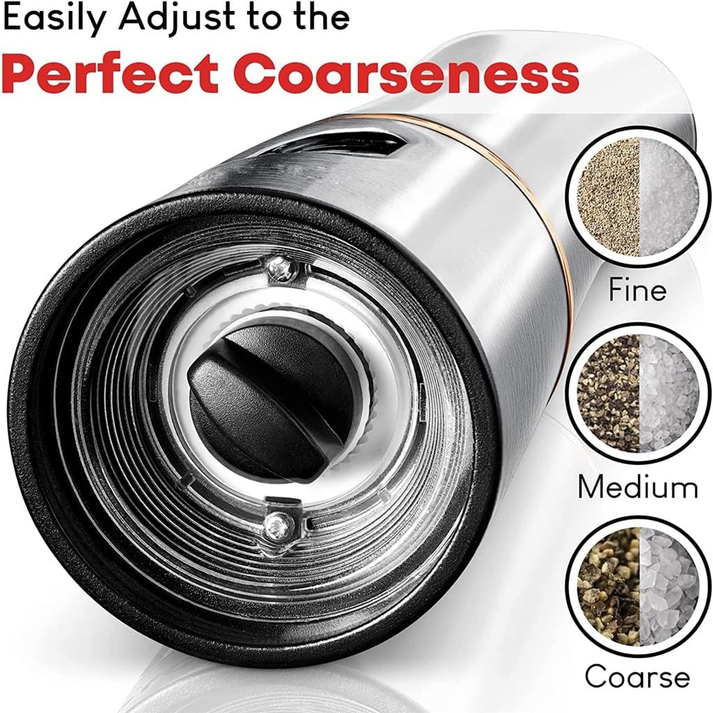 Electric Mill, Kitchen Salt and Pepper Grinder, Hand, Adjustable Coarseness Kitchenware Tool Gadget