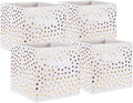 DII Non Woven Polyester Storage Bin, Polka Dot, White & Gold, Small Set of 4 (Pack of 6)