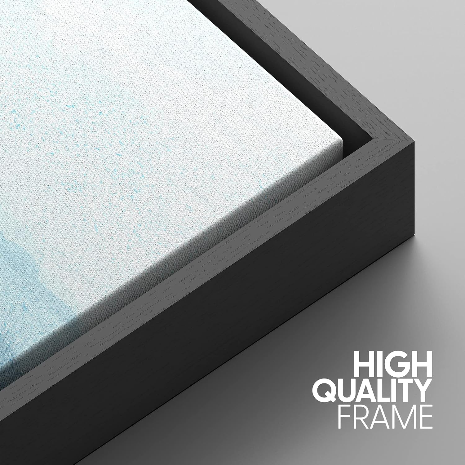 NWT Framed Canvas Print Wall Art Set Blue White Minimal Winter Cloud Mountain Abstract Wilderness Illustrations Art Rustic Scenic Relax/Calm for Living Room, Bedroom, Office - 16'x24'x3 Black