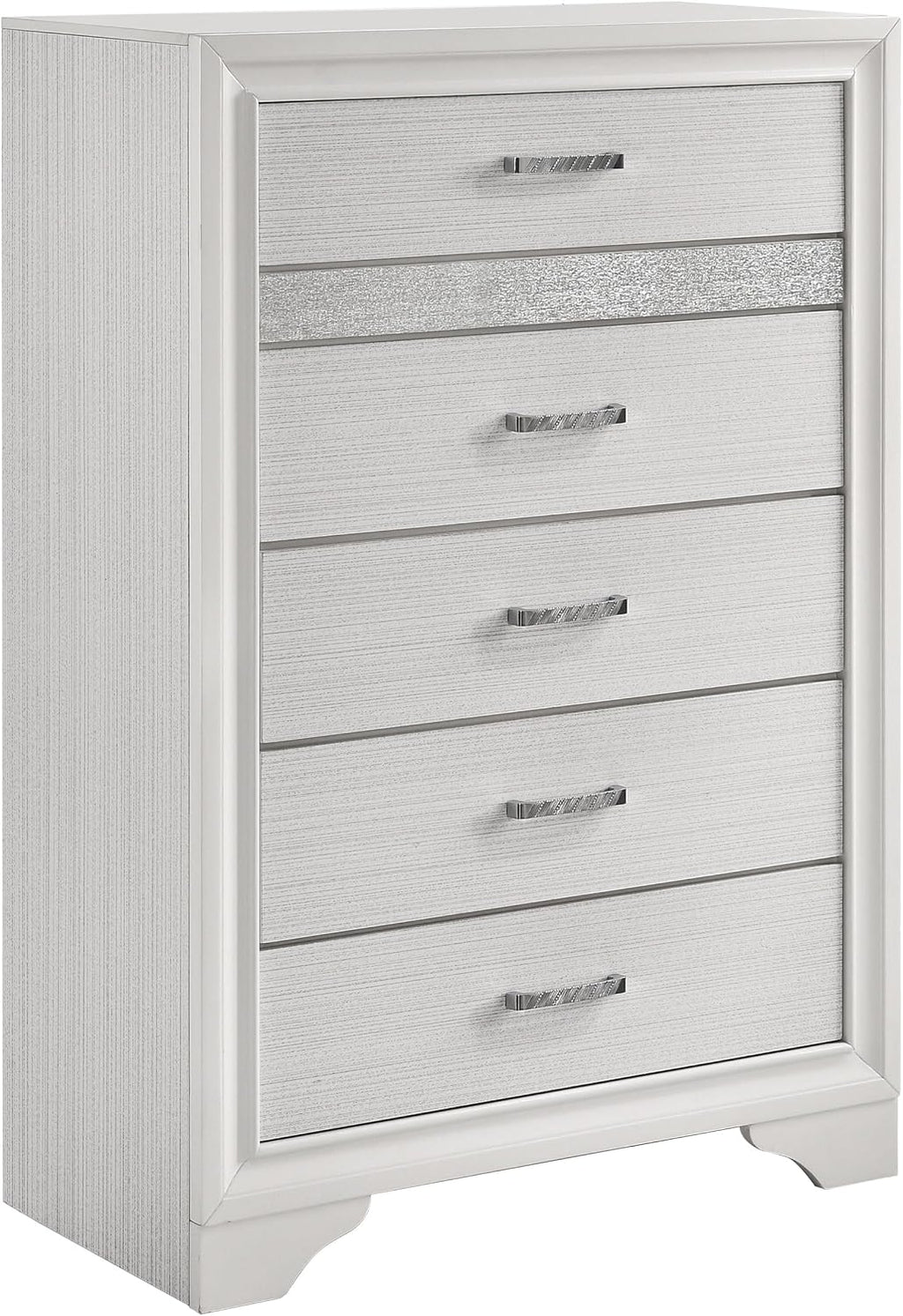 Coaster Home Furnishings Miranda Contemporary 5-Piece Bedroom Set Twin Size Storage Panel Bed Frame 50-inch Headboard White 205111T-S5