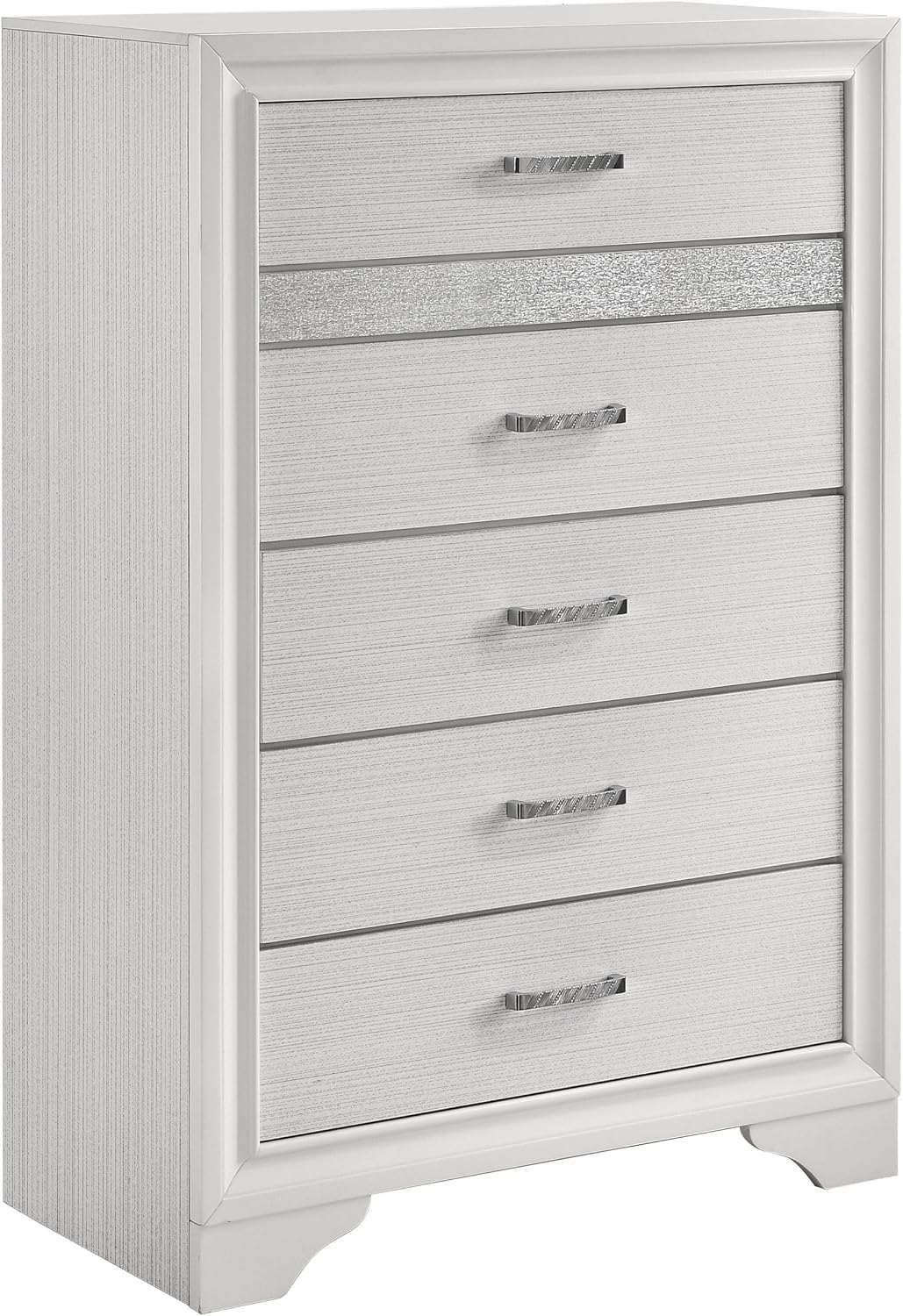 Coaster Home Furnishings Miranda Contemporary 5-Piece Bedroom Set Twin Size Storage Panel Bed Frame 50-inch Headboard White 205111T-S5