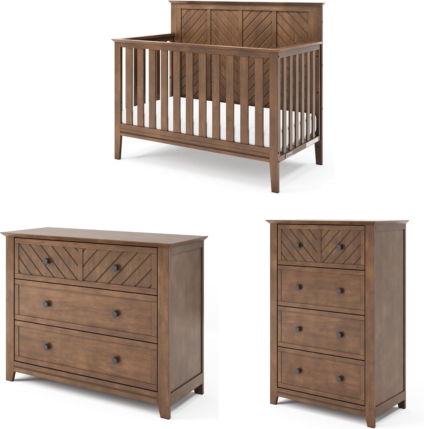 Child Craft Atwood Design 4-in-1 Convertible Baby Crib Nursery Furniture Set, Baby Bed, 3 Drawer Dresser and Chest Drawer, for Babies, Toddlers and Kids Bedroom (3 Piece - Cocoa Bean Brown)