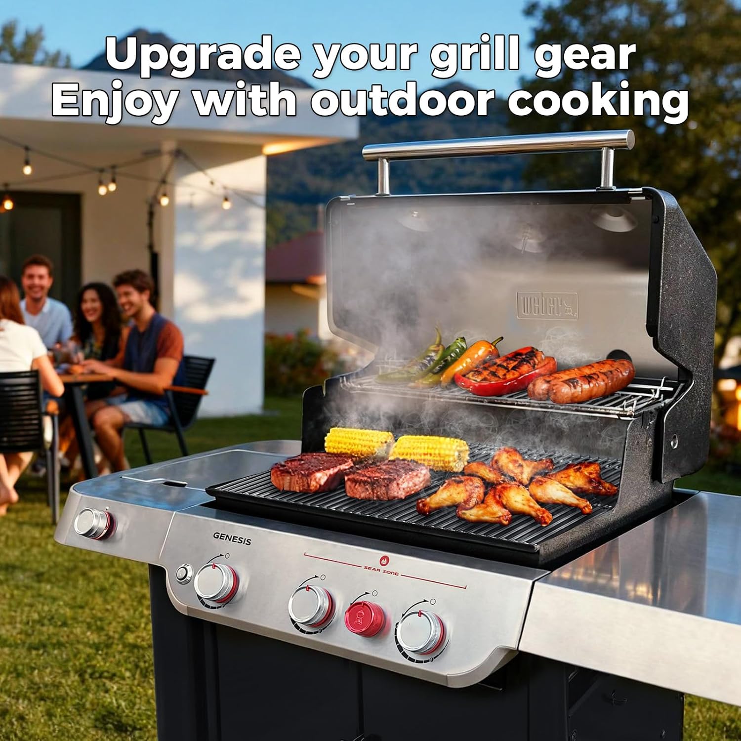 QuliMetal SUS304 18.75' Grill Grates with 66032 Flavorizer Bars & Heat Deflectors for Weber Genesis II 300 /LX 300, GS4 Genesis II E-310 E-315 S-335 Series Gas Grill, 66795 66095 66040 Grill Parts