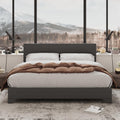Allewie Full Size Bed Frame with Adjustable Headboard, Upholstered Platform Bed with Wood Slats, Heavy Duty Mattress Foundation, No Box Spring Needed, Noise-Free, Easy Assembly, Dark Grey