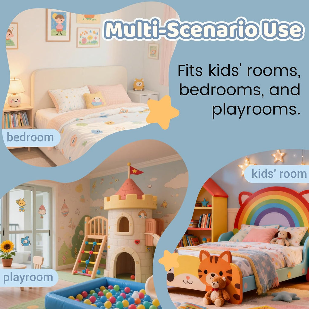 Montessori Full Floor Bed with High Rails and Removable Doors, Wood Low Profile Kids Full Size Bed Frame for Girls Boys, Safe Montessori Crib Floor Bed with Slats ,No Box Spring Needed, Green