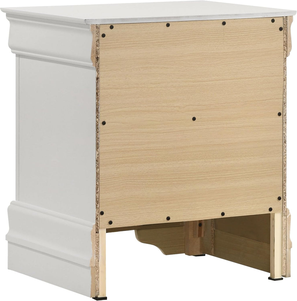 Coaster Home Furnishings Louis Philippe Traditional 4-Piece Bedroom Set Twin Size Sleigh Bed Frame 47-inch Headboard White 202441T-S4