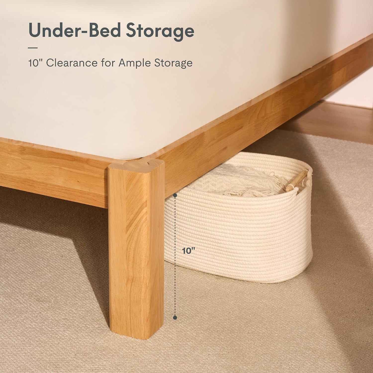 FLEXISPOT Hako G2 Japanese Joinery Bed Frame, Solid Rubberwood Queen Platform Bed, IAS & SGS Certified, Japandi Minimalist Style, Noise-Free, No Tools Assembly, 10-Year Warranty, Natural Oak