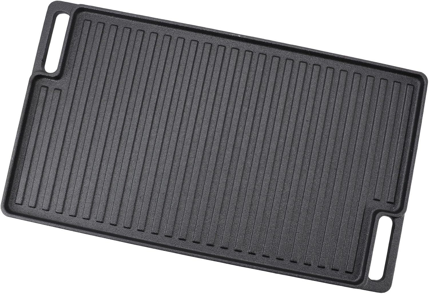 Aramox Reversible Grill Griddle, Pre Seasoned Cast Iron Flat Top Griddle with Non Stick Surface, Double Sided Textured Design for Stovetop Oven Grill Campfire Cooking