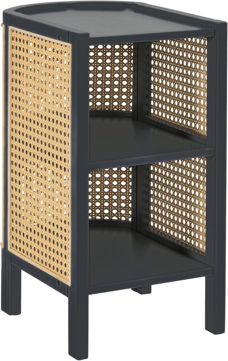 3-Pieces Bedroom Furniture Sets,Full Size Rattan Platform Bed with 2 Nightstands, Perfect for Teens Adults (Espresso/Rattan, Full)