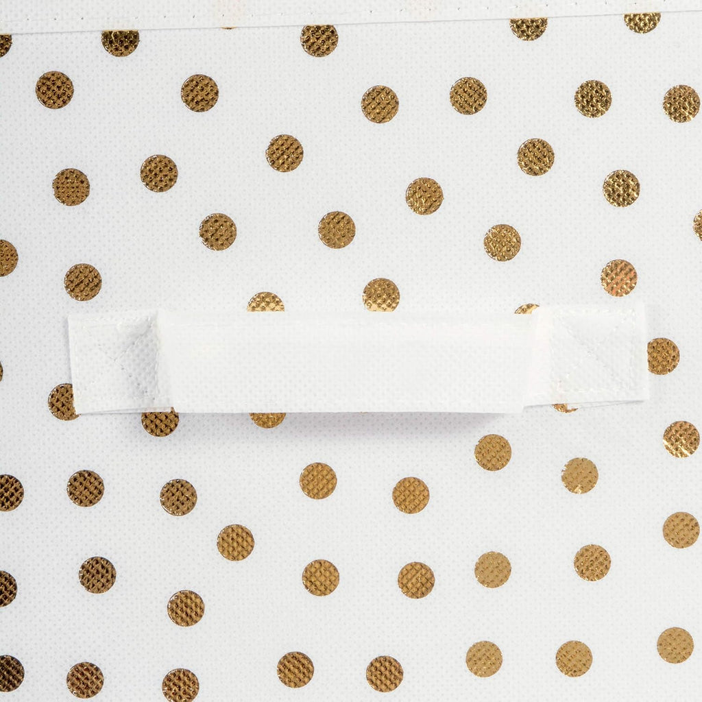 DII Non Woven Polyester Storage Bin, Polka Dot, White & Gold, Small Set of 4 (Pack of 6)