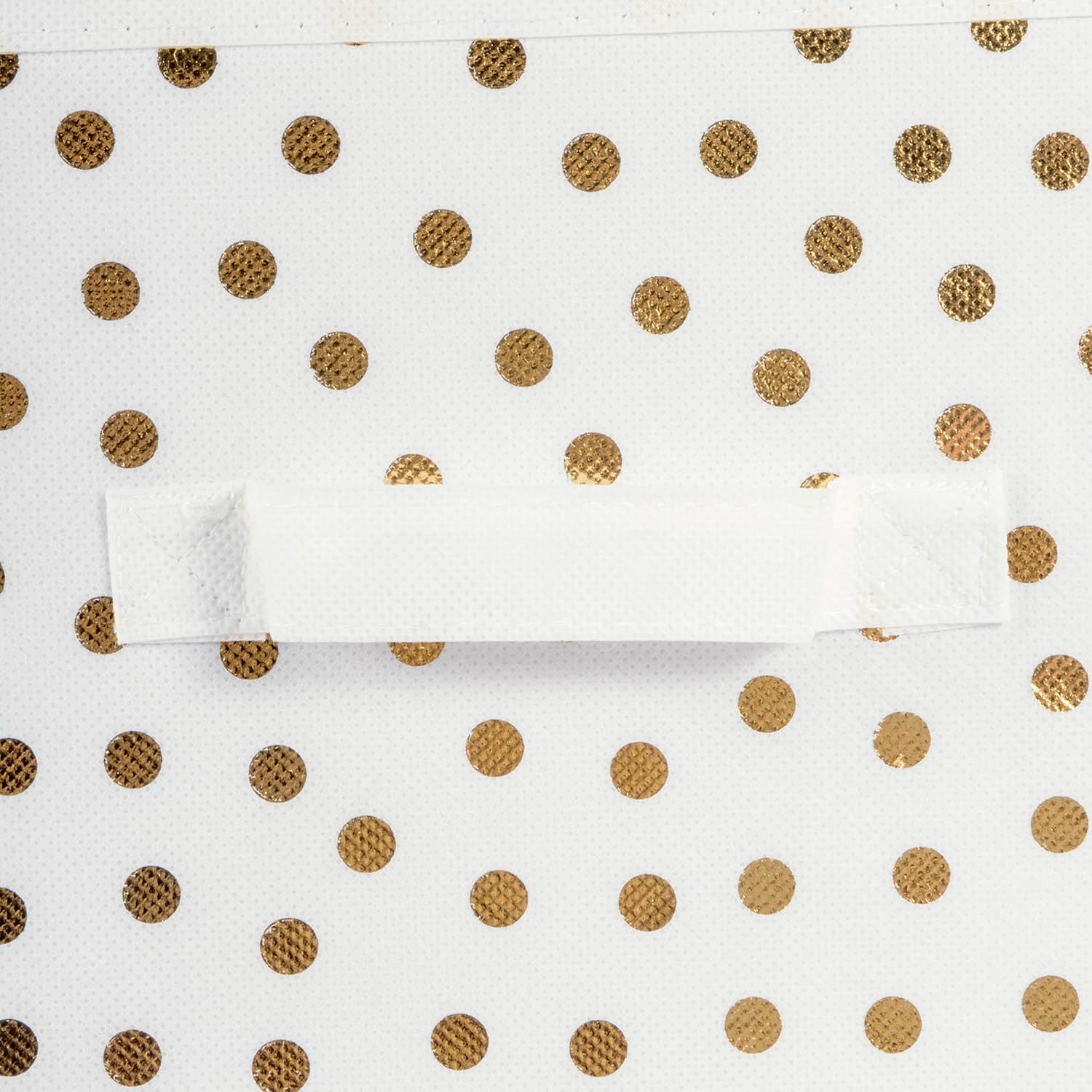 DII Non Woven Polyester Storage Bin, Polka Dot, White & Gold, Small Set of 4 (Pack of 6)