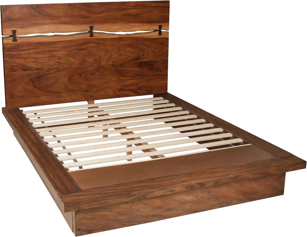 Coaster Home Furnishings Winslow Farmhouse 4-Piece Bedroom Set Live Edge Eastern King Size Panel Bed Frame 52-inch Headboard Smokey Walnut 223250KE-S4