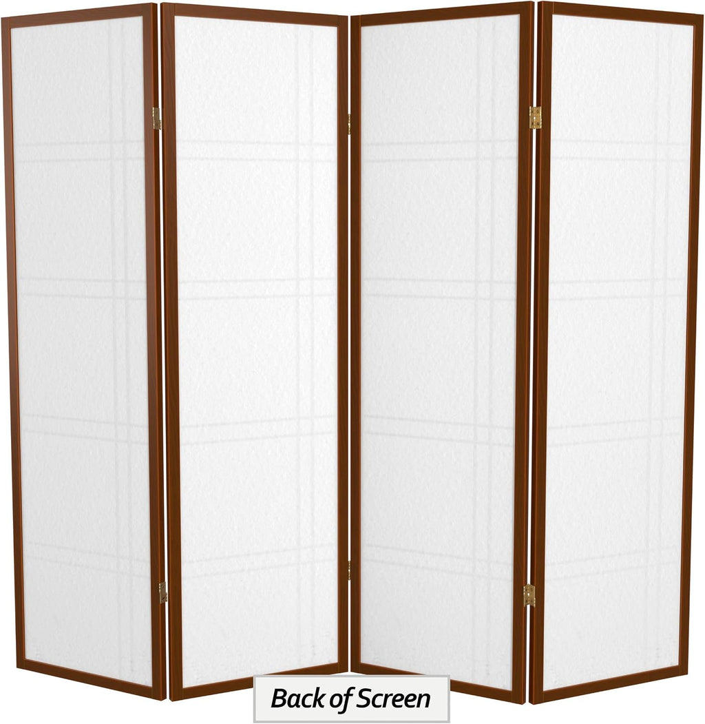 Oriental Furniture 5 ft. Tall Double Cross Shoji Screen - Walnut - 4 Panels