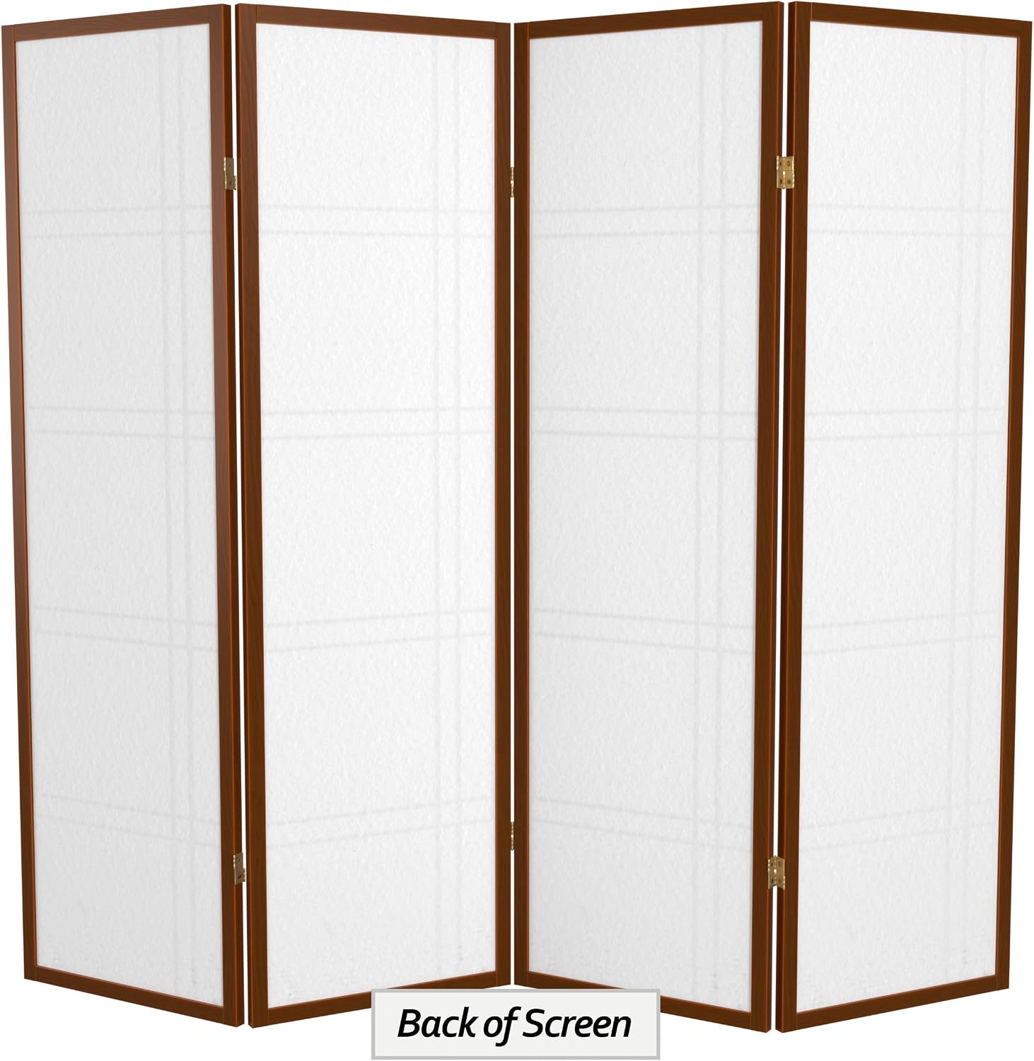 Oriental Furniture 5 ft. Tall Double Cross Shoji Screen - Walnut - 4 Panels