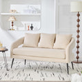 53.7' Modern Velvet Loveseat Sofa with 3 Pillow,Small Comfortable 2 Seat Sofa with Metal Legs, Small Couch for Living Room,Bedroom,Office,Reception,Beige