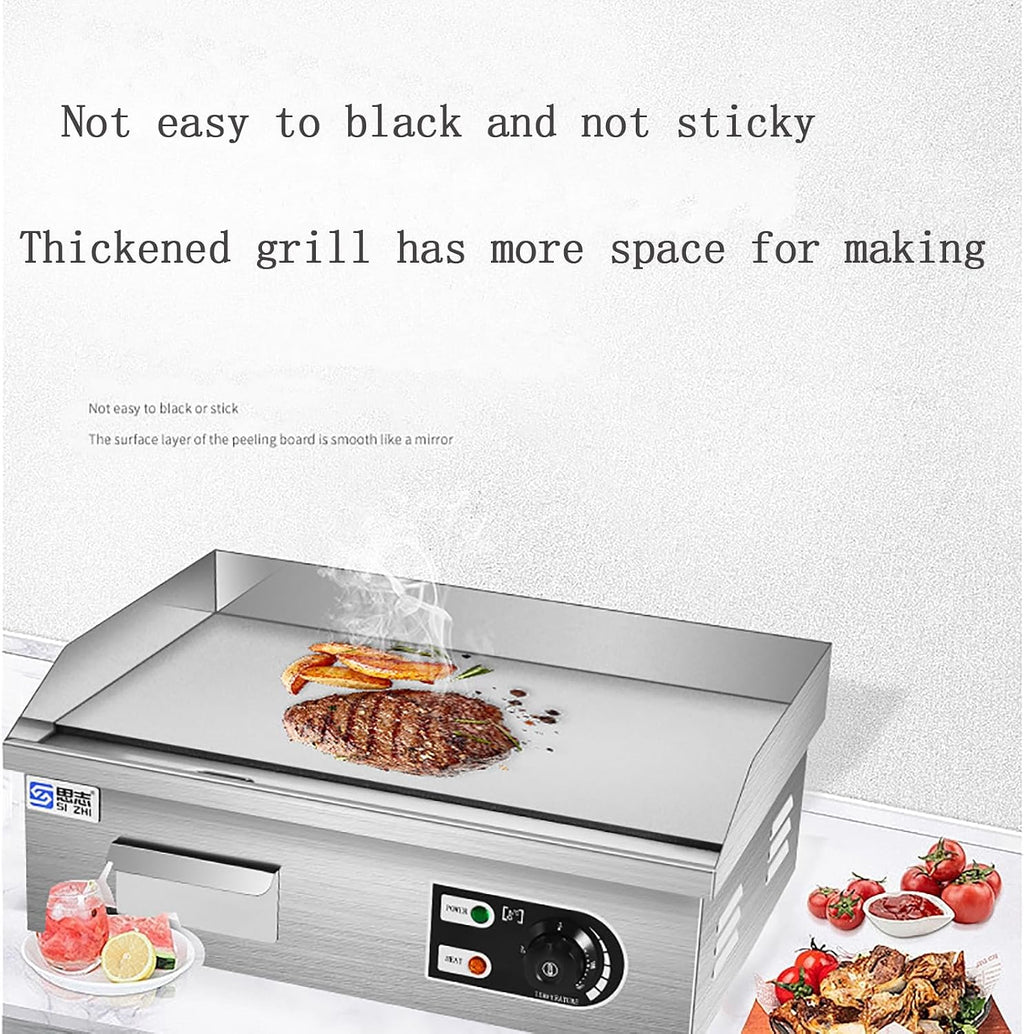 Electric Griddle 22' Commercial Flat Top Grill Countertop Griddle Hot Plate Non-Stick Stainless Steel Teppanyaki Grill for Restaurant Kitchen, 4400W Temperature Control 122-572°F