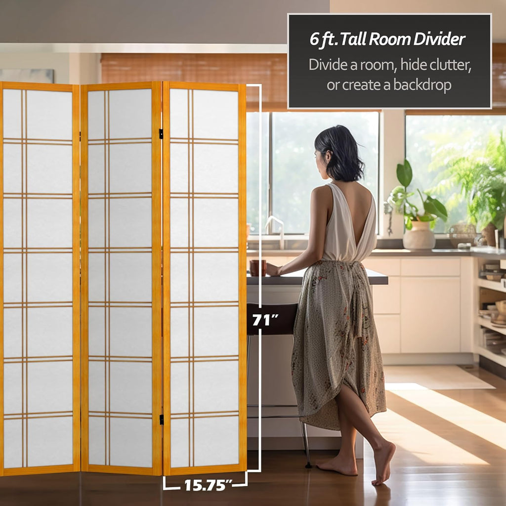 Red Lantern 6 ft. Tall Canvas Double Cross Room Divider Freestanding Folding Privacy Screen, Partition, and Separator for Modern and Contemporary Bedroom, Home Office, Studio, Dorm, Apartment