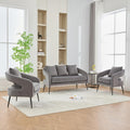 3-Piece Modern Minimalist Style Sofa Set with Metal Legs,Open Back Sofa Conversation Set,Loveseat Couch & 2 Accent Chair for Living Room,Bedroom,Office,Reception,Charcoal