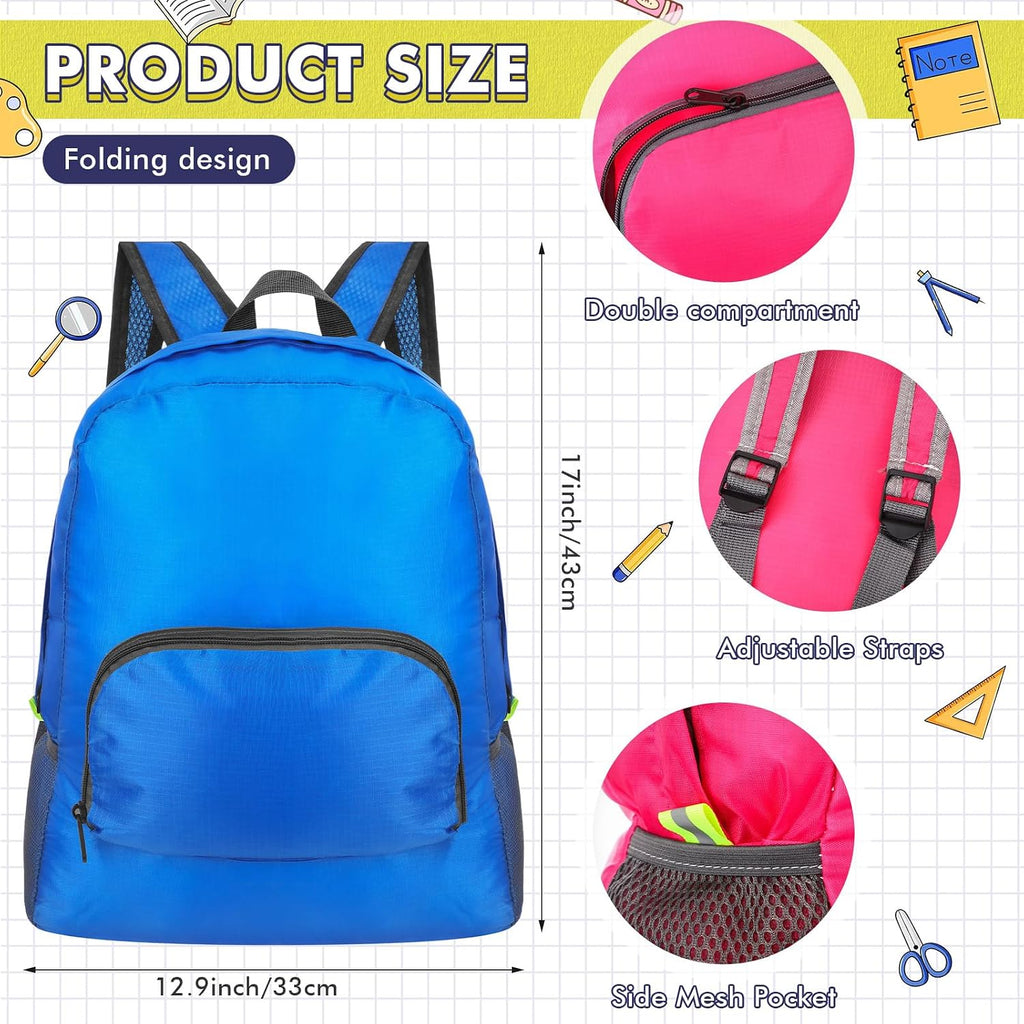 Affrolling 24 Sets Bulk Backpacks with Supplies Donations Kit Essentials Wholesale Backpack Assorted Styles(Bright)
