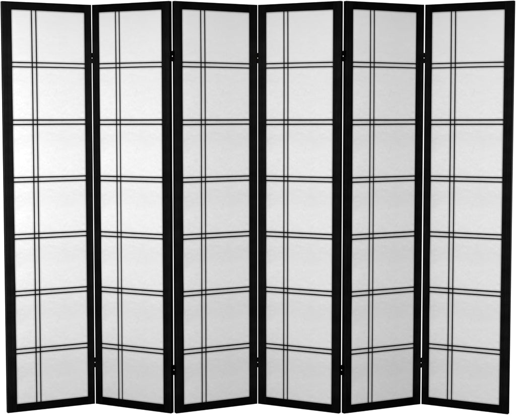 Red Lantern 6 ft. Tall Canvas Double Cross Room Divider Freestanding Folding Privacy Screen, Partition, and Separator for Modern and Contemporary Bedroom, Home Office, Studio, Dorm, Apartment
