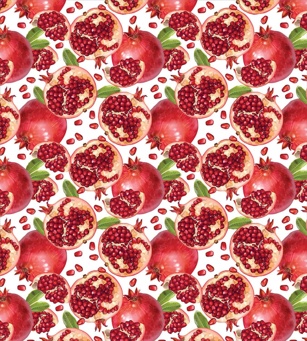 Ambesonne Harvest Duvet Cover Sets, Exotic Tropical Pattern Complete and Peeled Pomegranates Image with Leaves, Bedding Set with 2 Duvet Covers & 4 Pillowcases, 2 Pack Queen Size, White and Vermilion