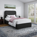 BarnFurin Twin Bed Frame with Headboard, Boucle Upholstered Platform Bed Frame, Soft Rounded Corners, No Box Spring Required, Easy Assembly, Black