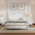 Flieks 3-Pieces Bedroom Sets,Queen Size Wood Platform Bed Frame for Boys Girls Kids Adults Toddler and Two Nightstands-White