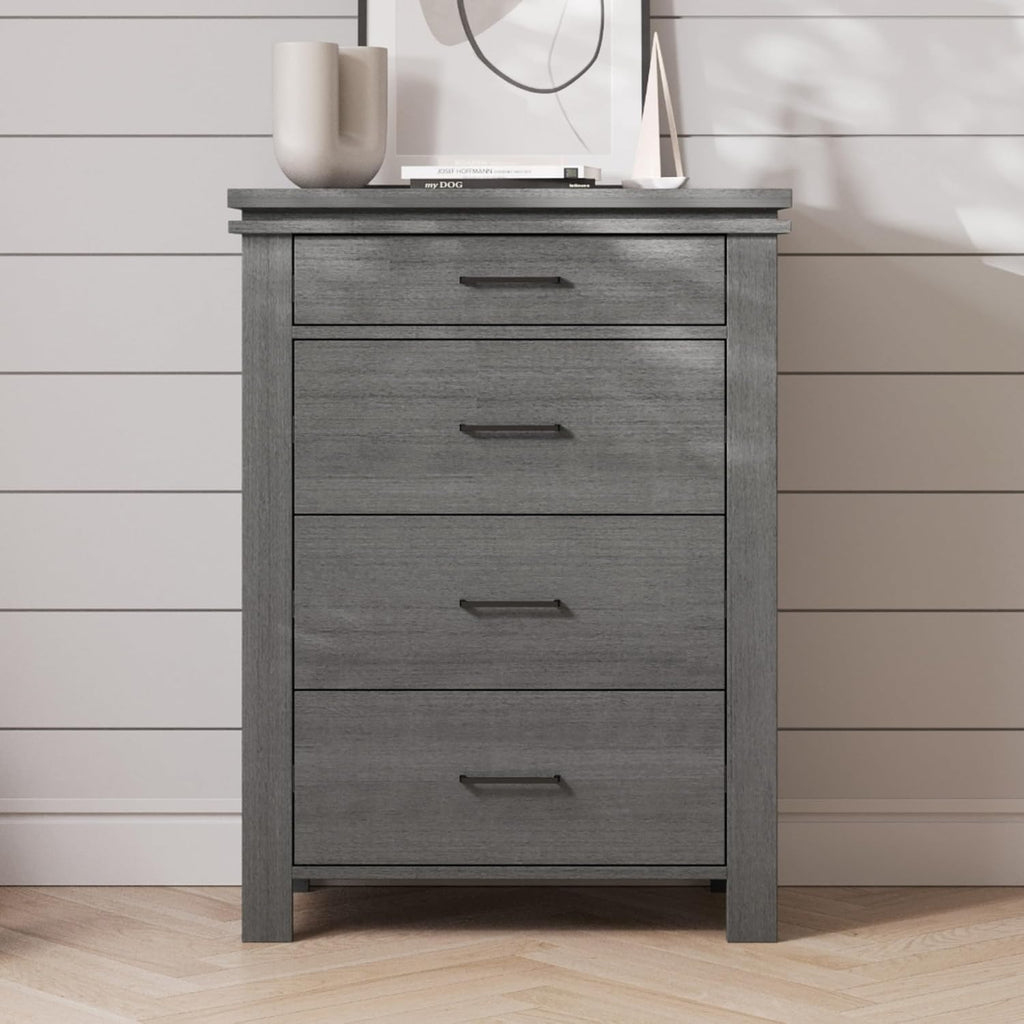 Child Craft Denman Crib, Dresser and Chest Nursery Set, 3-Piece, Includes 4-in-1 Convertible Crib, Dresser and Chest, Grows with Your Baby (Midnight Gray)