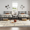 Yaheetech 2 Pcs Classic Metal Platform Bed Frame with Headboard and Footboard Flower Design Mattress Foundation Easy Set Up Structure Twin XL Size Black