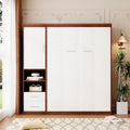SOFTSEA Full Murphy Bed Cabinet Wood Wall Bed with Storage Can be Folded into Cabinet for Small Space