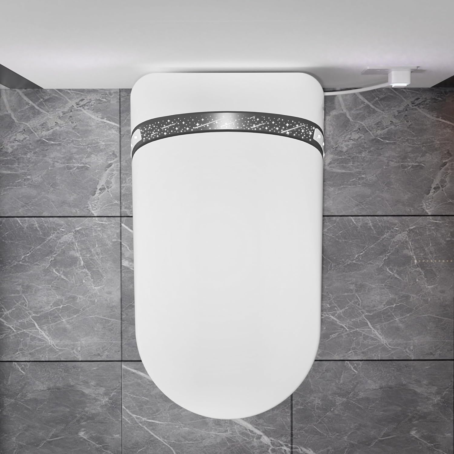 Sounor Modern Smart Toilet With Bidet Built In Self Cleaning Warm Water, Elongated Seat Heated Dryer,1.28 GPF Power Auto Flush,Auto Open/Close Lid,Starburst Night Light Display (White0)