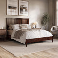 AFI, Charlotte Queen Solid Wood Low Profile Platform Bed, Walnut