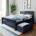 Max & Lily Classic Full Bed, Slatted Headboard, with Storage Drawers, Blue