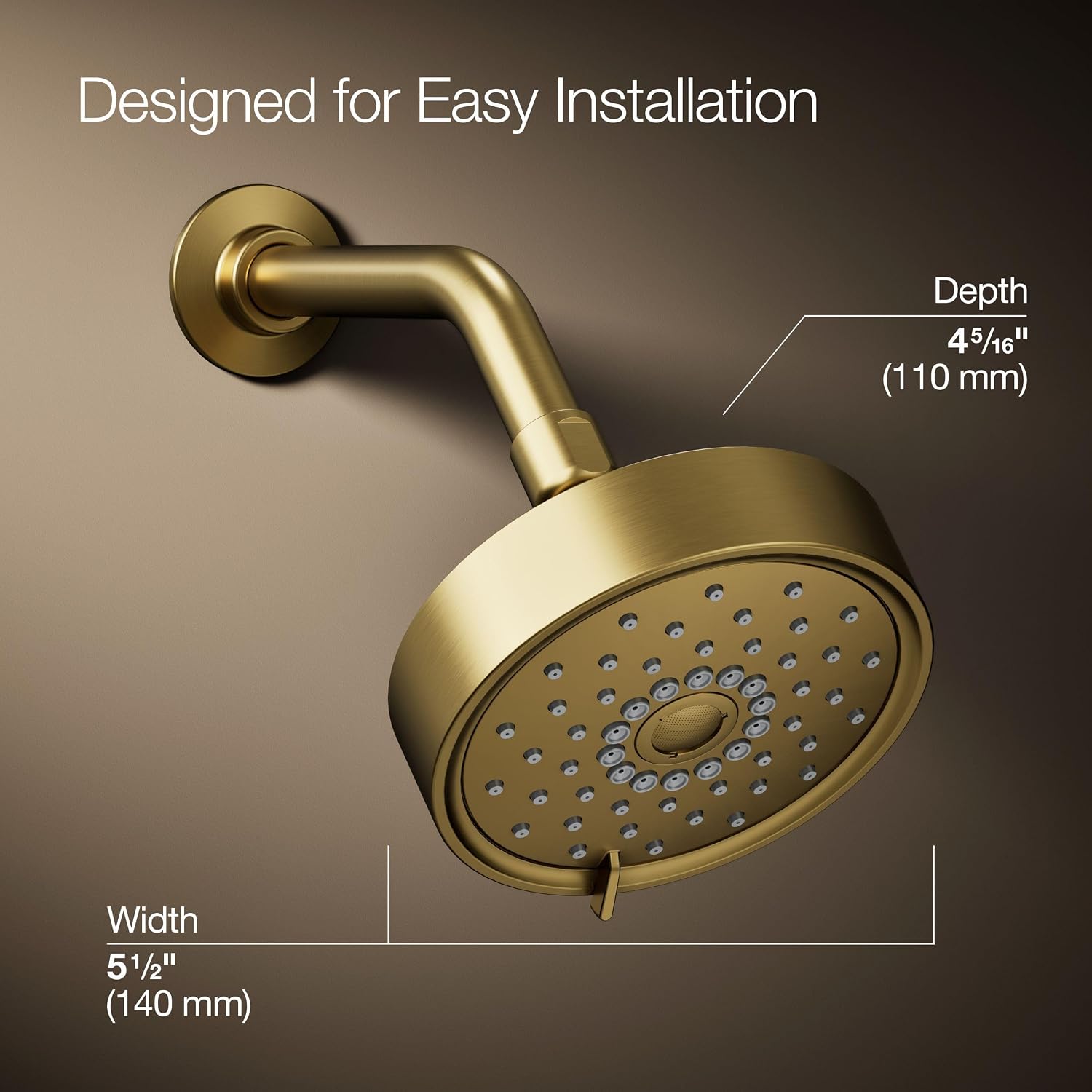 Kohler 22170-2MB Purist® Three-function showerhead, 2.5 gpm, Vibrant Brushed Moderne Brass