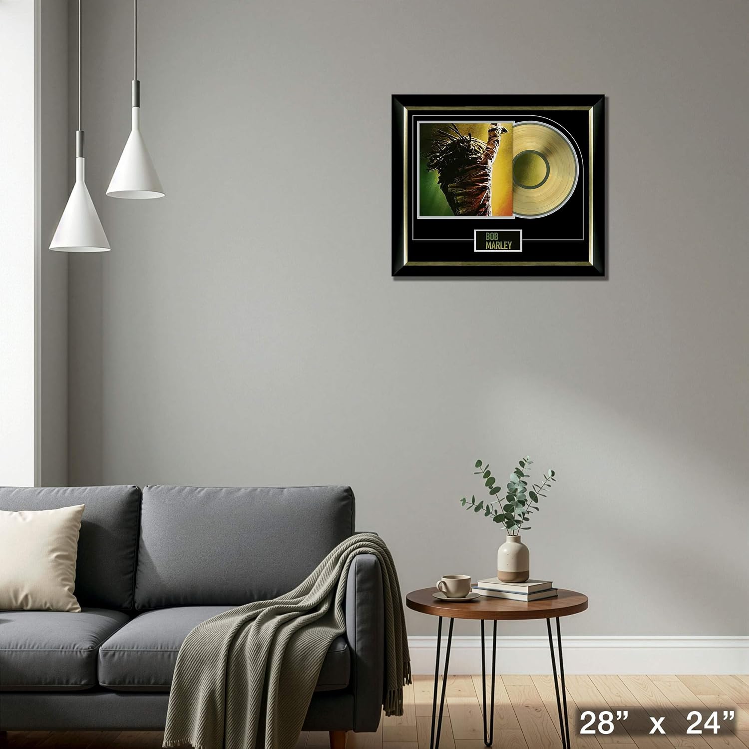 Bob Marley One Love Album Cover Art Framed Display with Gold Vinyl Record - Reggae Legend Jamaica Wailers Rasta | Premium Framed Music Collector Wall Art | Frameworth | Made in Canada
