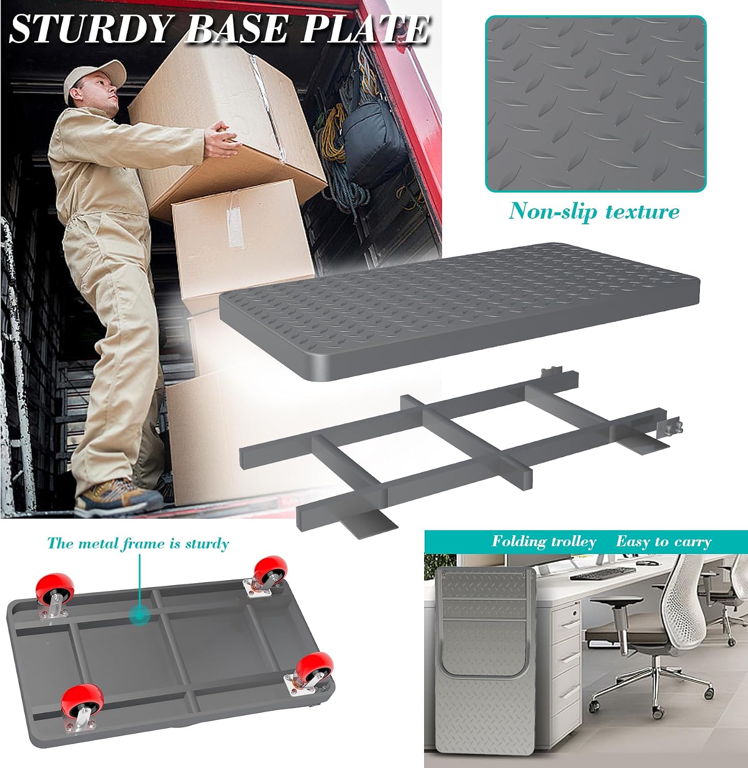 Platform Truck Foldable Flatbed Cart 24'' x 48'' Heavy Duty Push Cart Dolly 2600LBS Capacity Large Platform Cart w/ 5'' Swivel Wheels for Groceries, Garage, Warehouse