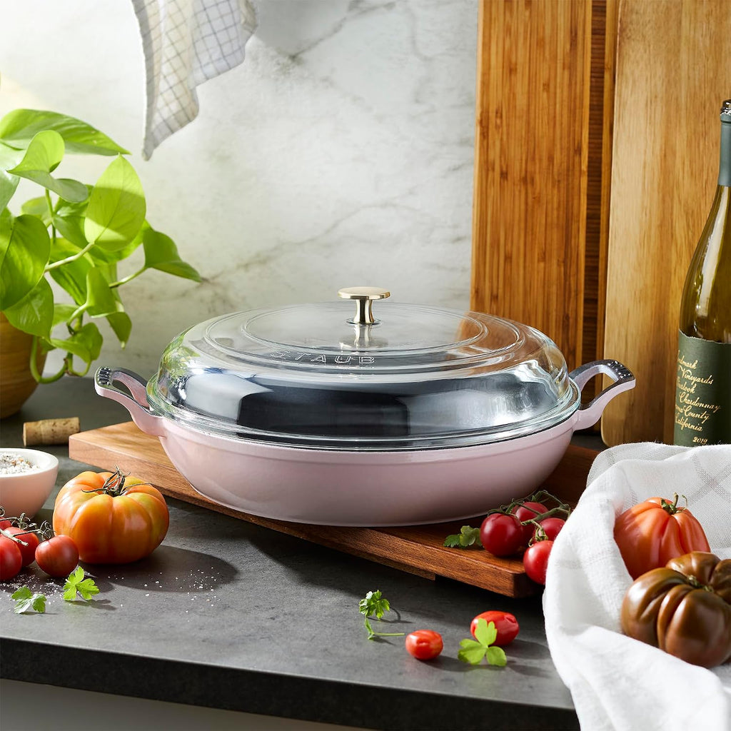 Staub Cast Iron 3.5-qt Braiser with Glass Lid - Peony Pink