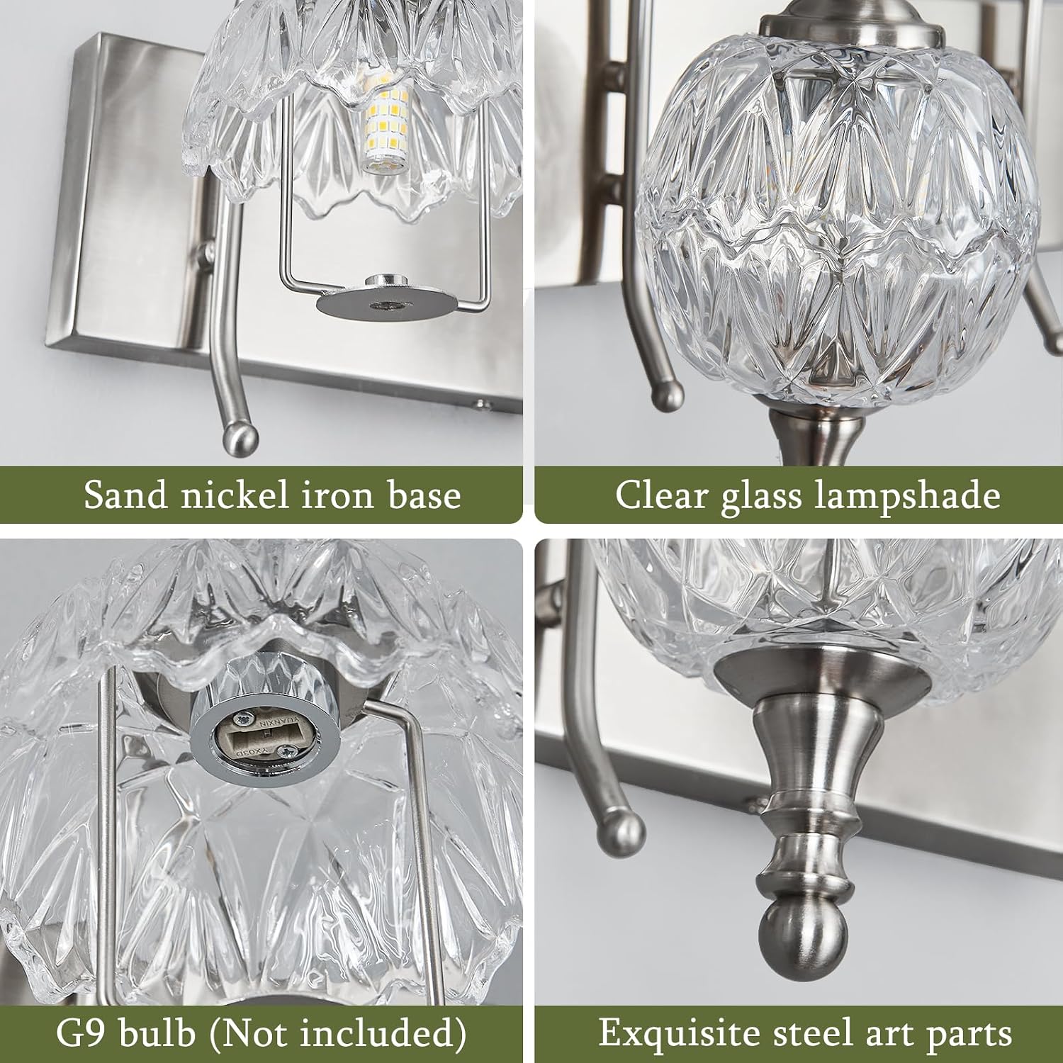 Modern Crystal Bathroom Vanity Lights Fixtures Over Mirror Brushed Nickel Vintage 5-Lights 36 Inch Bathroom Light Fixtures Glass Crystal Vanity Lights