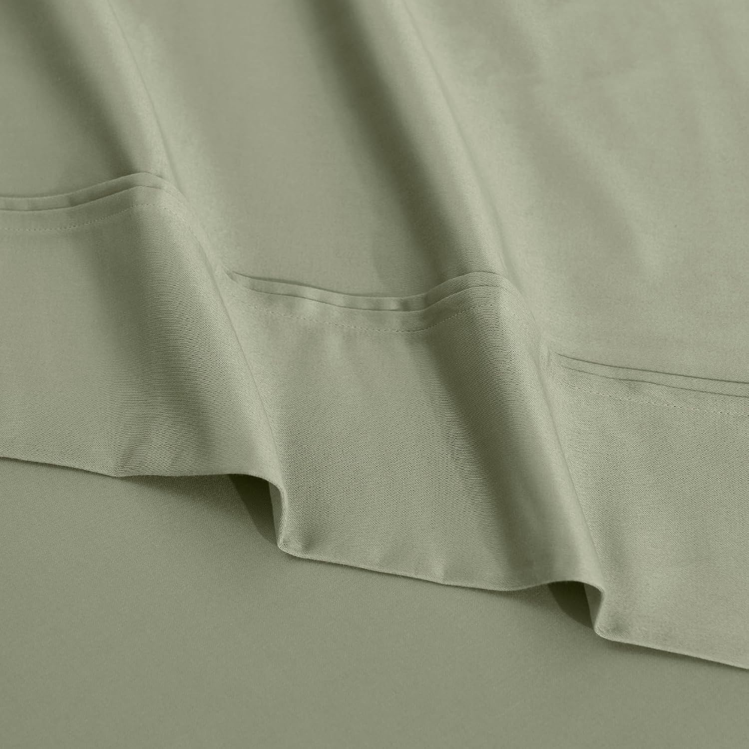 Superior 1200 Thread Count Egyptian Cotton Sheet Set, Bedroom Sheets, Modern Home Essentials, Luxury Bedding, 1 Elastic Deep Pocket Fitted Bed Sheet, 1 Flat Sheet, 2 Pillowcases, King, Sage