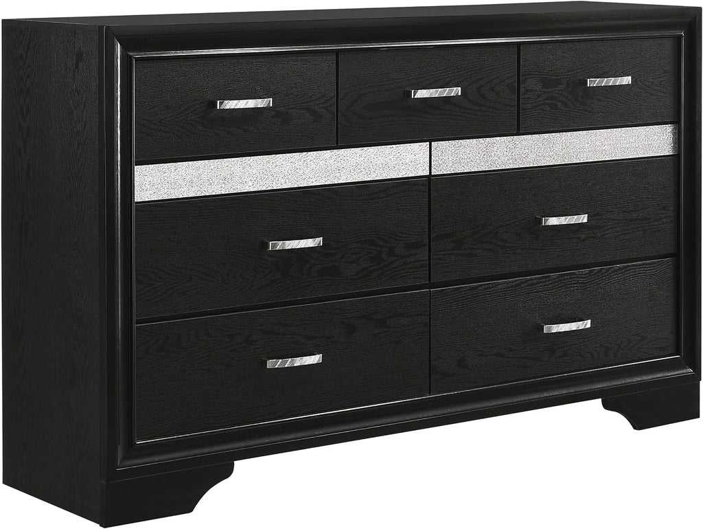 Coaster Home Furnishings Miranda Contemporary 5-Piece Bedroom Set Fabric Upholstered Twin Size Panel Bed Frame 54-inch Headboard Black 206360T-S5
