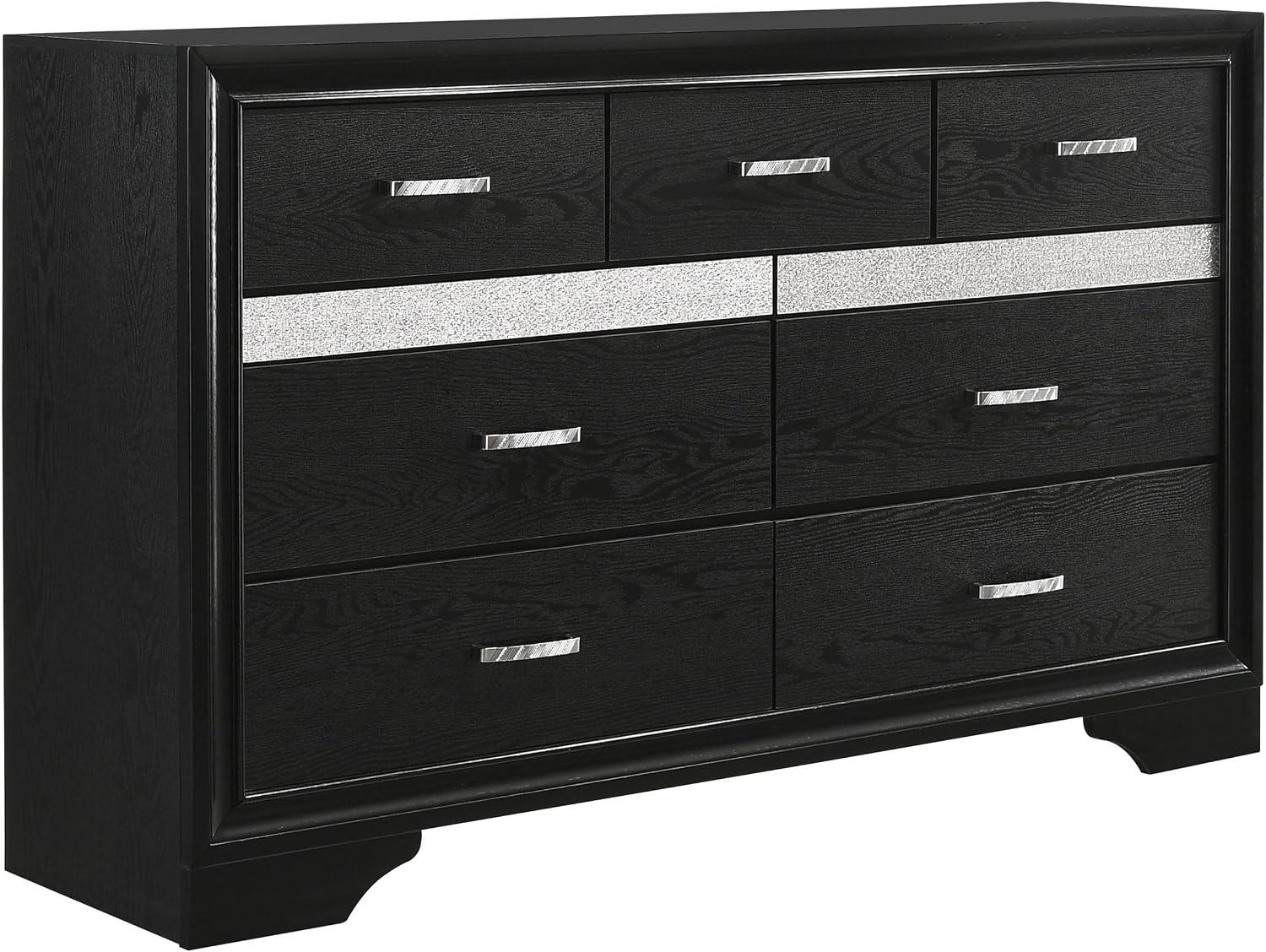Coaster Home Furnishings Miranda Contemporary 5-Piece Bedroom Set Queen Size Storage Panel Bed Frame 50-inch Headboard Black 206361Q-S5