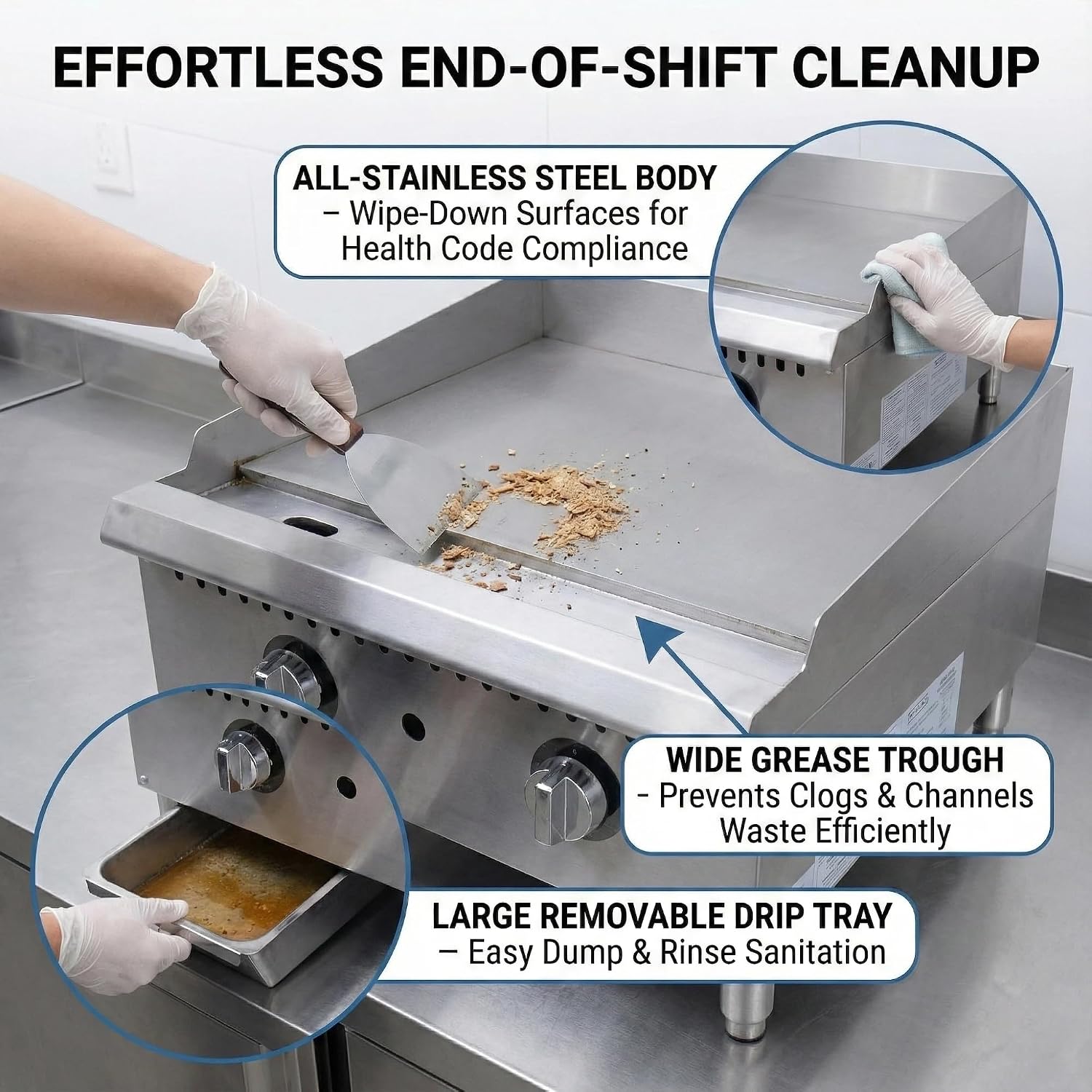 24' Commercial Griddle - Natural Gas/Propane Flat Top Grill, 60,000 BTU Countertop Hot Plate with Thermostatic Control & 3/4' Thick Plate, Heavy Duty Stainless Steel, ETL Listed