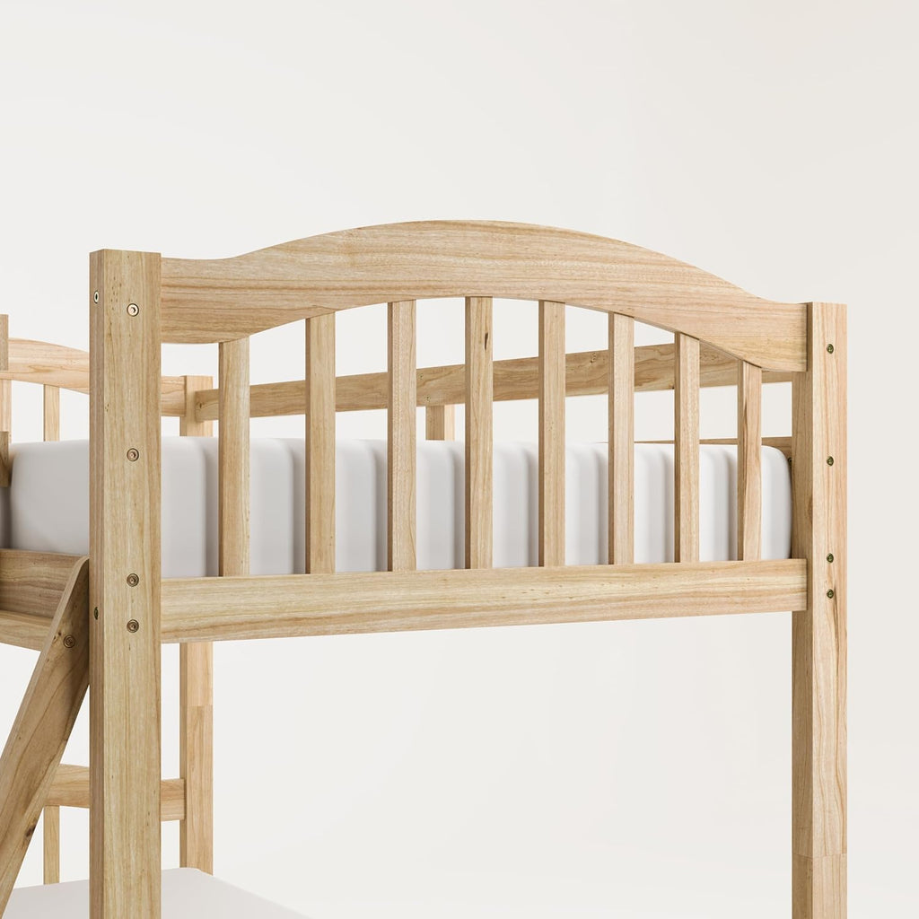 Storkcraft Long Horn Twin-Over-Twin Bunk Bed (Natural) - GREENGUARD Gold Certified, Converts to 2 Individual Twin beds