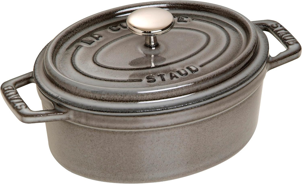 STAUB Cast Iron Roaster/Cocotte, Oval 17 cm, 1 L, Graphite Grey