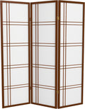 Red Lantern 5 ft. Tall Double Cross Shoji Screen - Walnut - 3 Panels